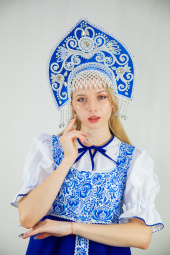 Кокошник Синий высокий