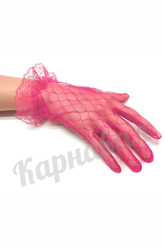 Перчатки ажурные короткие розовые