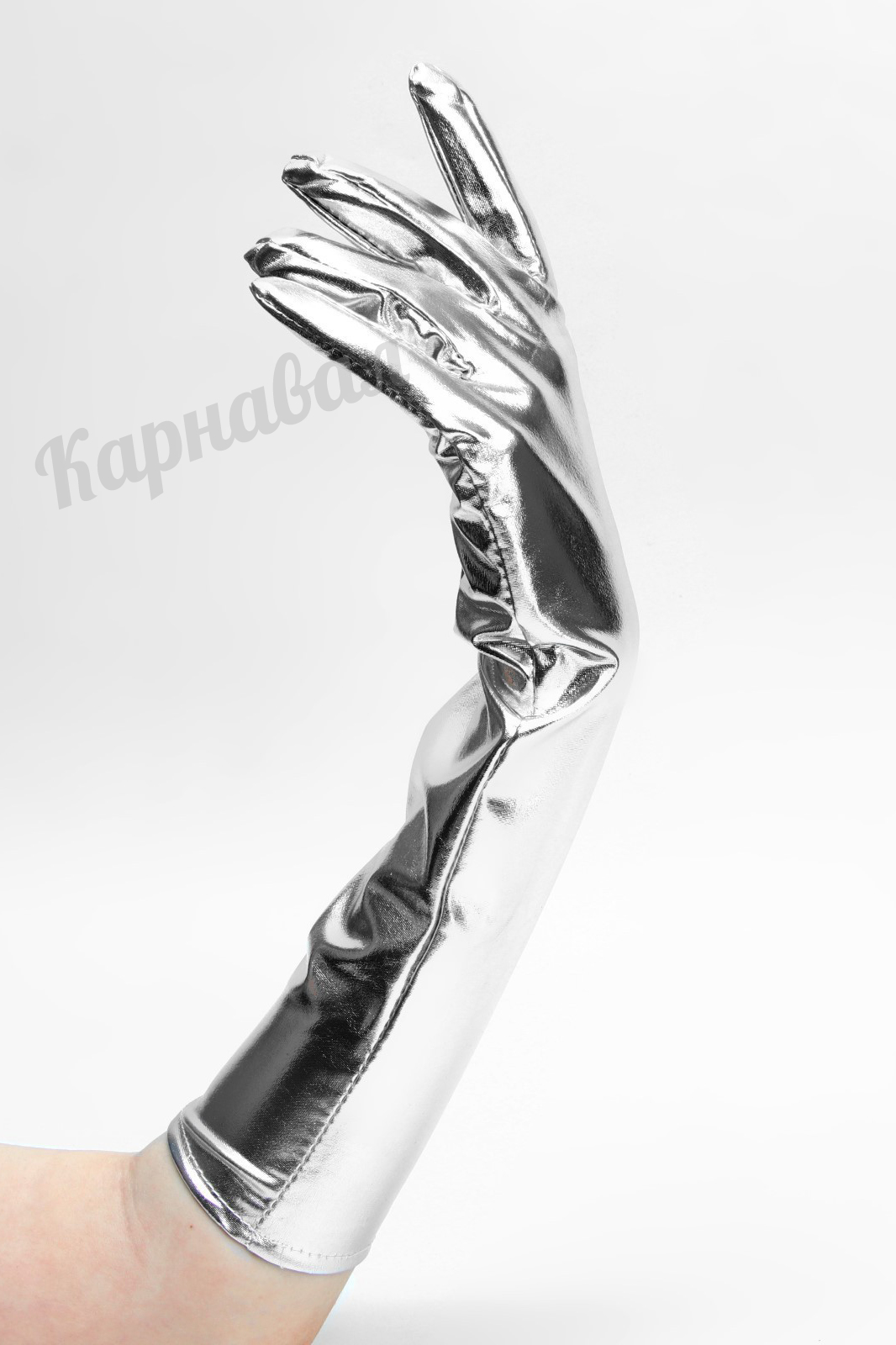 Перчатки серебро длинные