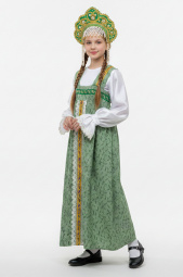 Русский народный зеленый костюм Весна 11-12 лет
