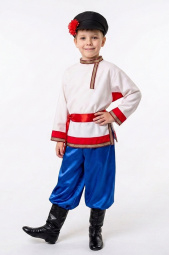Косоворотка белая с красными краями 7-8 лет