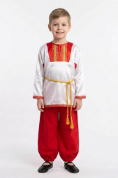 Косоворотка белая с желтым поясом 8-9 лет